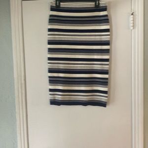 Navy and White pencil Skirt.  Cotton blend Size large